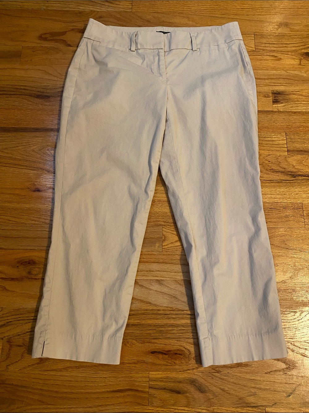 Ann Taylor Cream Cropped Straight-Leg Pants